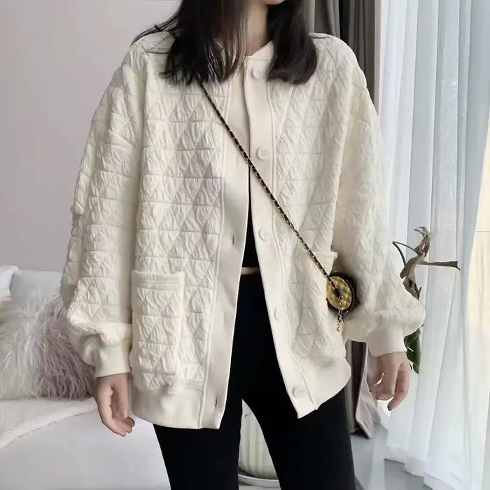 Cardigan Sweatshirt Diamant pour Femme – Nouvelle Collection Printemps 2026 – Coupe Ample Amincissante Grande Taille – Haut Polyvalent Style Baseball