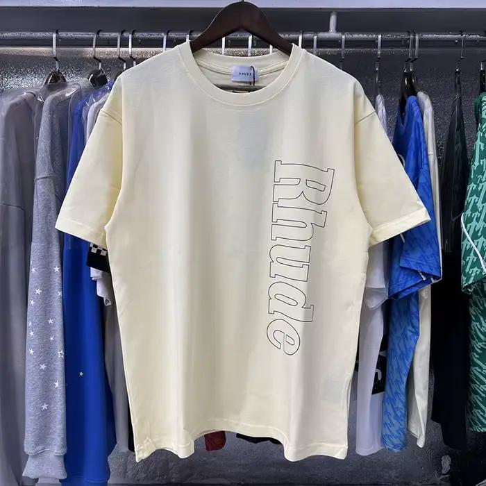 T-shirt Rhude en coton homme décontracté avec logo imprimé pour streetwear et occasions quotidiennes