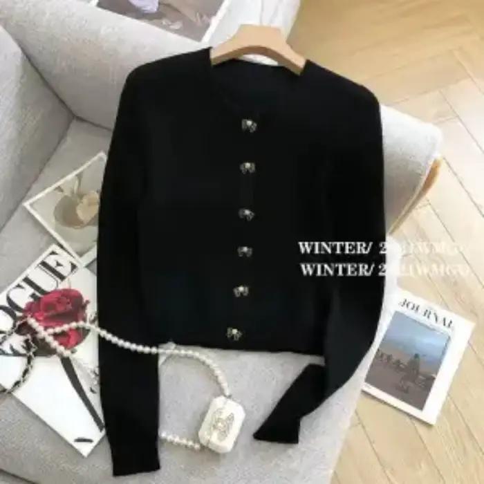 Veste cardigan noire pour femmes élégante coupe ample automne hiver tricoté polyester décontracté ajustement lâche occassions spéciales journée de travail soirée famille cadeau bienvenue