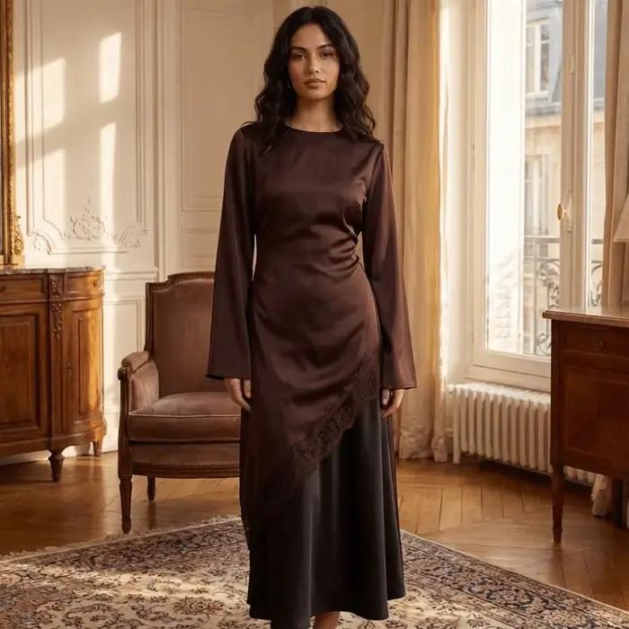 Chemisier chic à ourlet en dentelle tombant