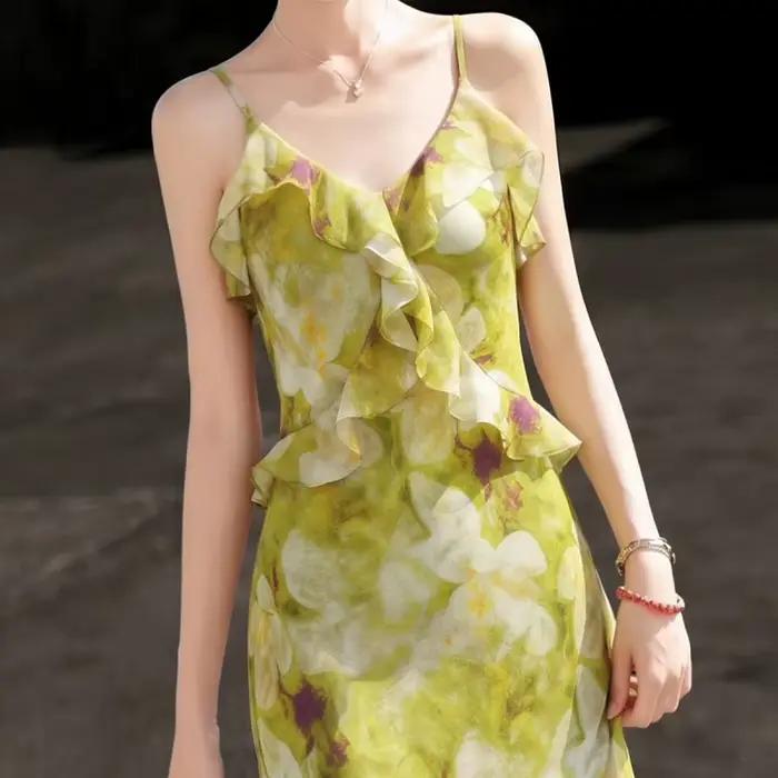 MEXCOCO 2026 Nouvelle Robe d'été élégante en mousseline de soie style français pour femme