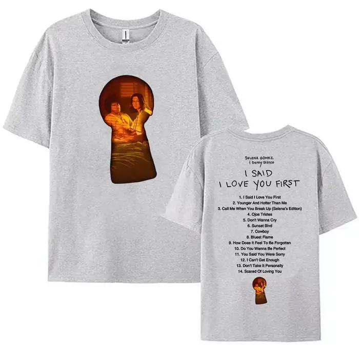 Vêtements pour femmes j'ai dit que je t'aime premier Album 2025 T-shirt Selena Gomez & Benny Blanco chanteur imprimé