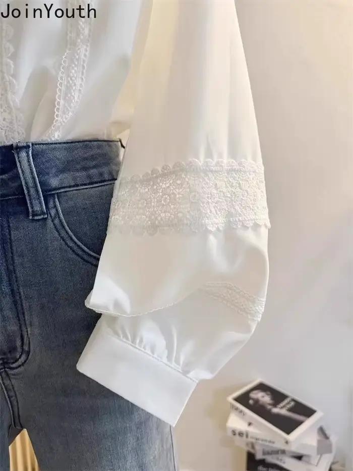 Chemisier à manches longues en polyester-coton pour femmes, col montant, volants, décontracté et élégant pour soirées officielles et autres occasions spéciales