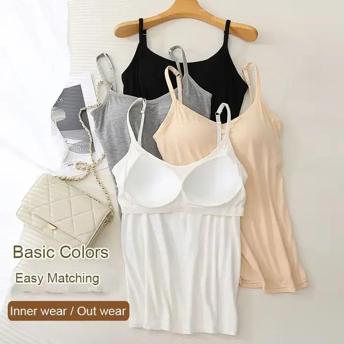 M-3XL pour 35-85kg Modal grande taille Camisole débardeur avec tasse fixe poitrine rembourrée vêtements chauds bas sous-vêtements sans usure