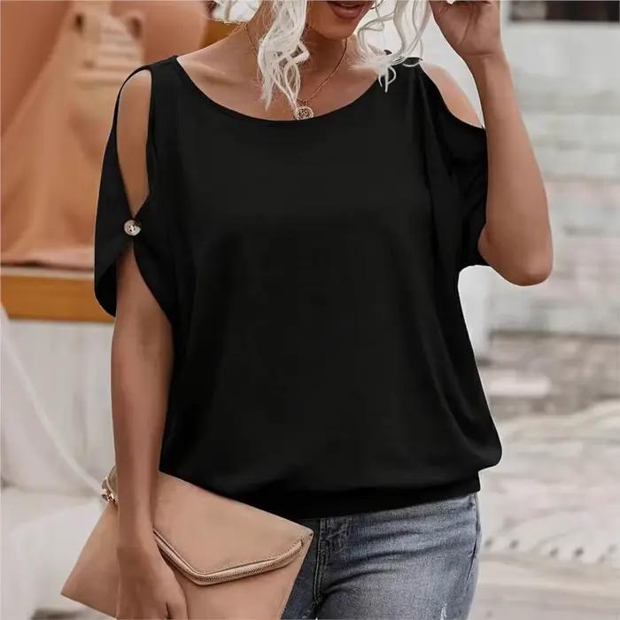 Haut T-shirt élégant et tendance à épaules dénudées et manche unique
