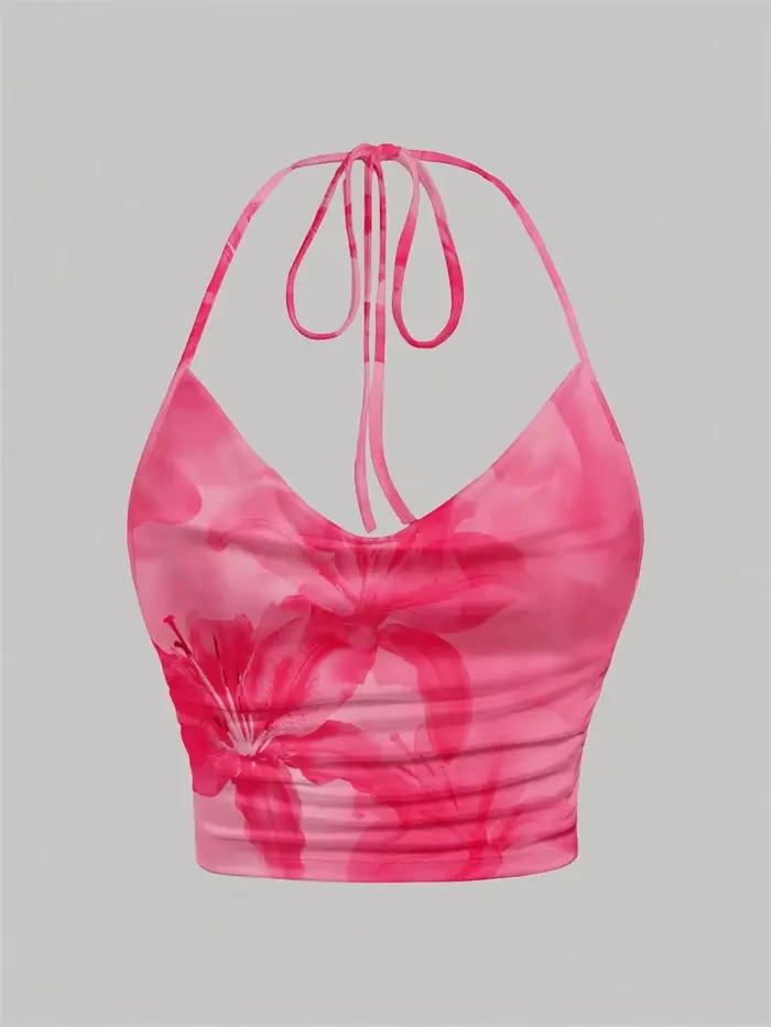Haut à licou imprimé Tie-dye pour femmes