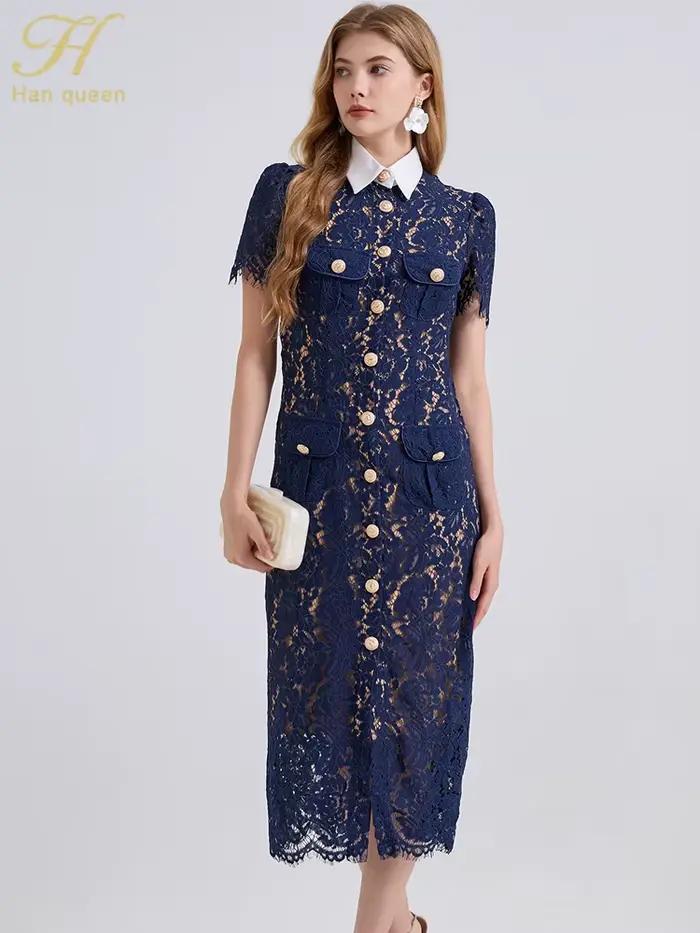 Robe H Han Queen Polyester Patchwork Mi-mollet Décontractée Femme Occasions Spéciales