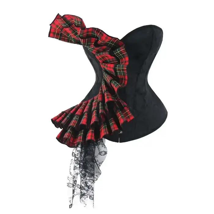 Corset en brocart noir pour femme