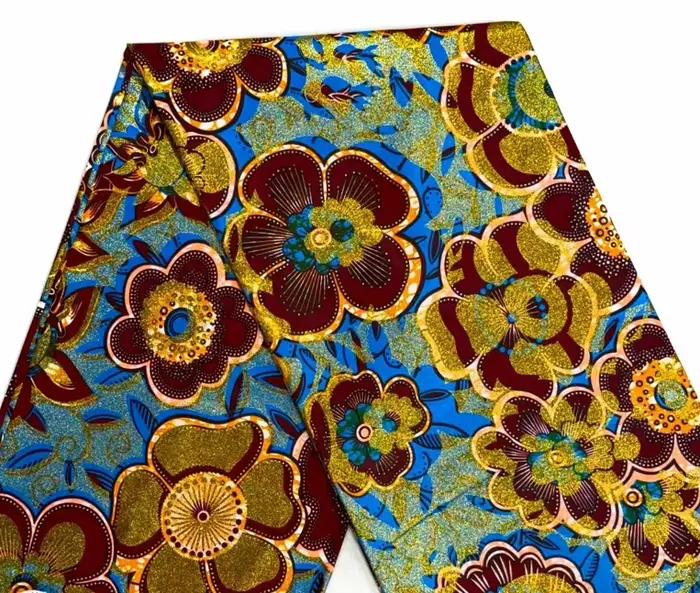 Nouveau Tissu Africain Grand Wax Doré Doux de Qualité Supérieure pour Femme