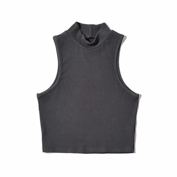 Été noir femmes mode haut court col
