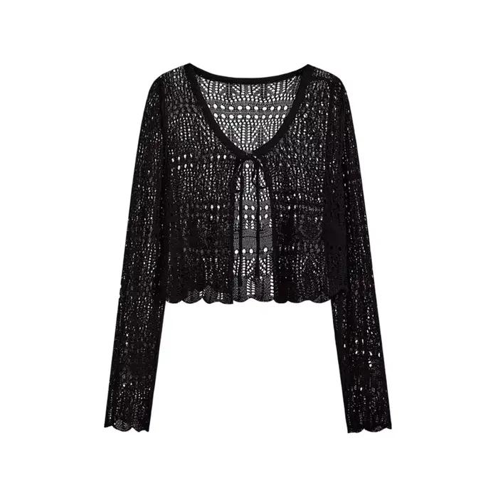 Cardigan en tricot crocheté pour femme