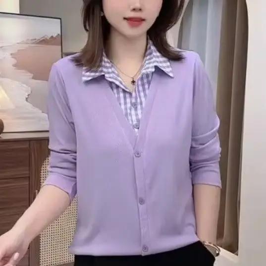 Fausse chemise deux pièces à manches longues pour femmes