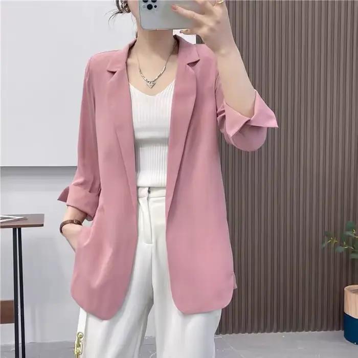 Blazer violet veste pour femmes tenues d'automne coréen longue tendance vêtements décontracté