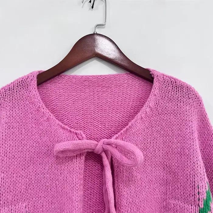 Veste Cardigan Cerise Tendance Printemps-Automne Femme Coupe Ample Style Streetwear Occasions Spéciales