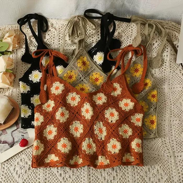 Haut court sans manches en Crochet pour femmes