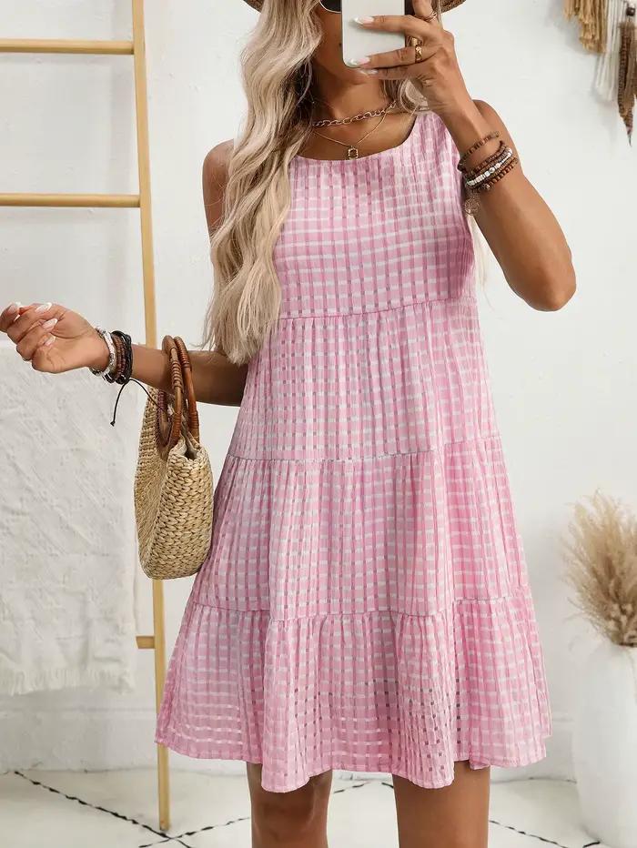 Robe débardeur ajourée unie décontractée pour femme style bohème printemps été pauses déjeuners occasions spéciales