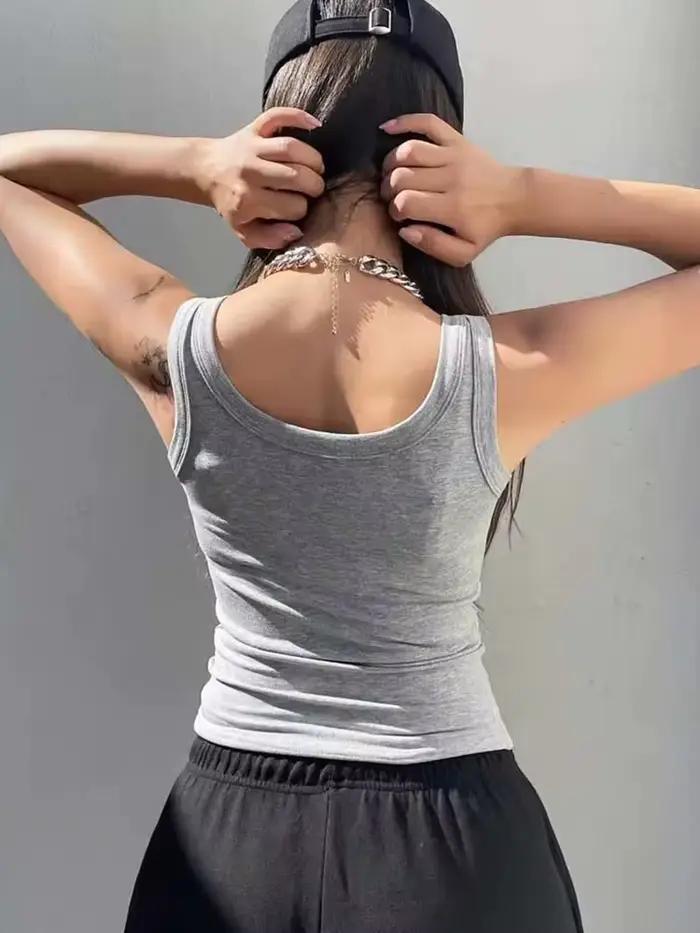 Débardeur doux pour femmes, tricoté, polyester, style décontracté, polyvalent pour tenues d'été, sport et sorties, blanc, gris, noir, S, M, L', XL, XXL