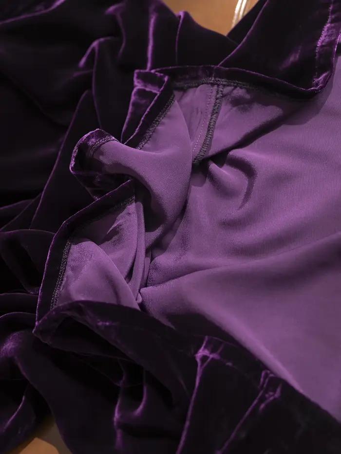 Robe gilet élégante en velours violet pour l'automne et l'hiver