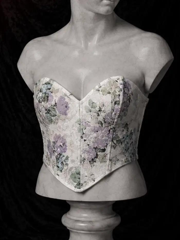 【Fragments.One Choice, No More Choices.】Haut bandeau blanc brodé à fleurs