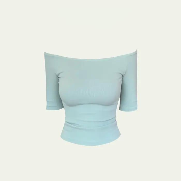 T-shirt polyvalent décontracté à manches courtes et épaules dénudées pour femme