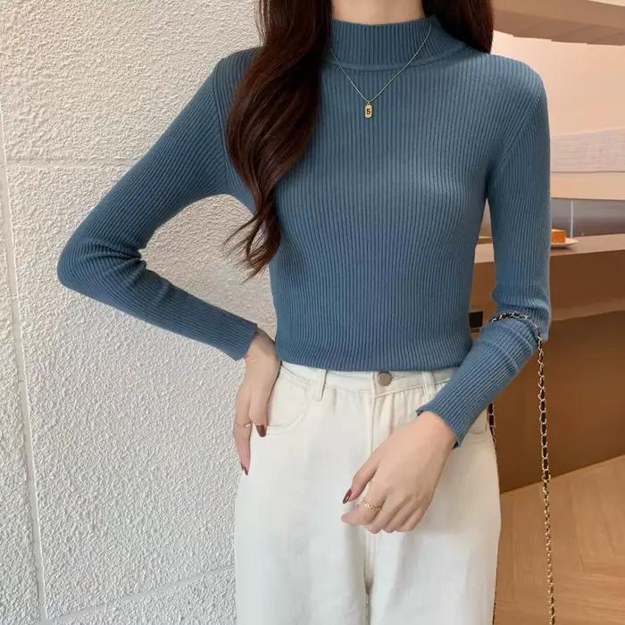 Réel grande taille pull à manches longues blouse chemisier
