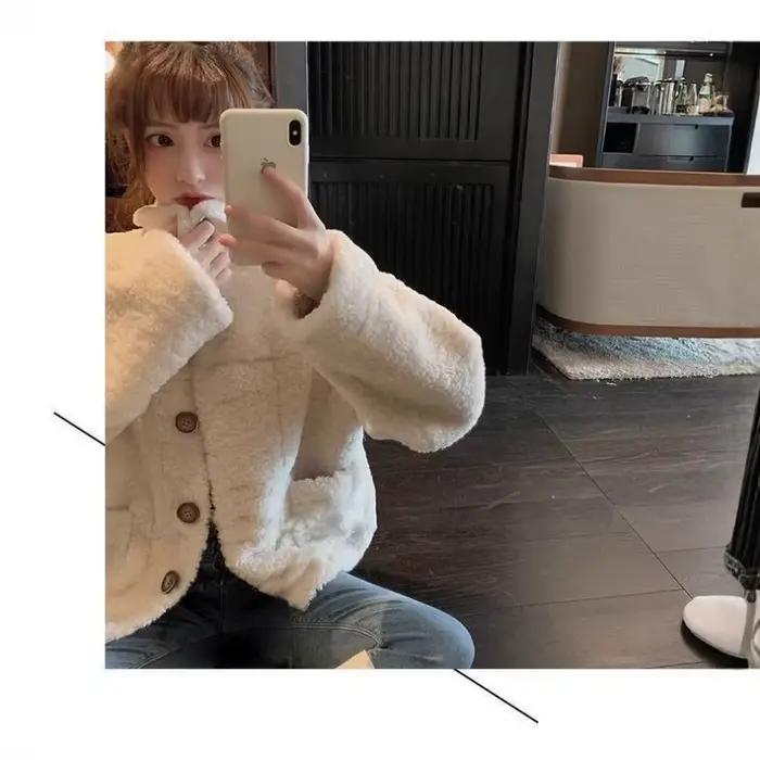 Veste sweat-shirt en laine d'agneau pour femme