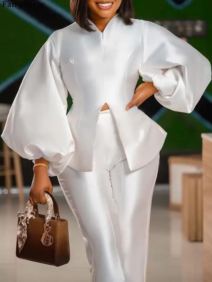 Ensemble tailleur pantalon deux pièces à manches longues 2026 pour femme