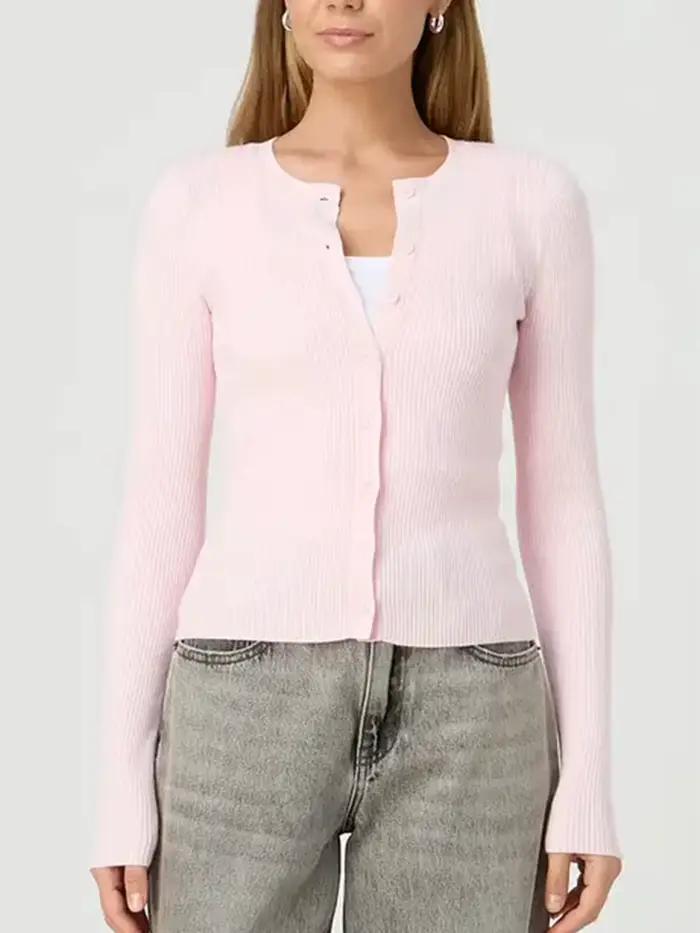Cardigan à manches longues et col rond pour femmes