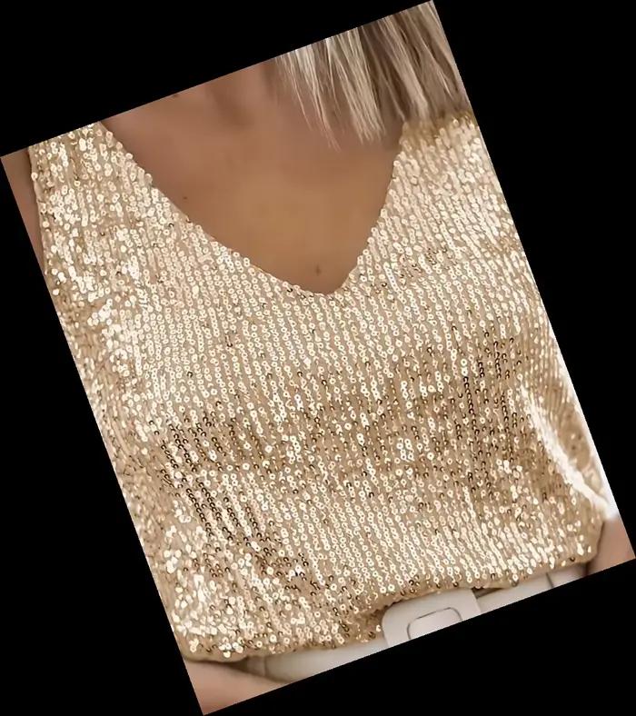 Gilet à paillettes à col en V