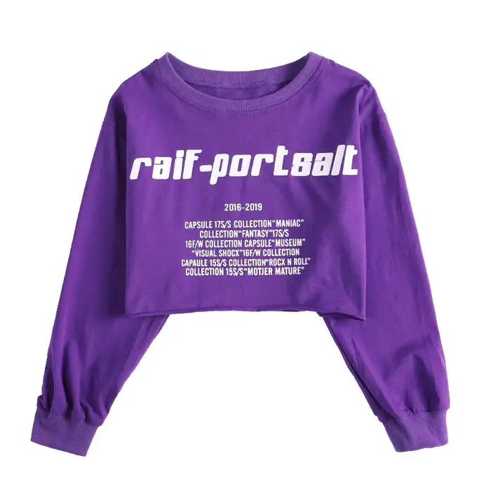 Tops Courts Hip-Hop Pour Filles Style Novelty Haute Qualité Coton Blanc Rouge Violet Occasions Spéciales