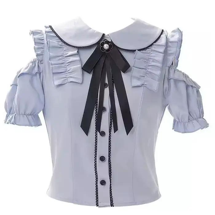Chemise japonaise à volants en dentelle pour femmes