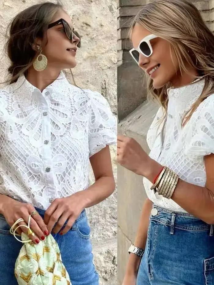 Chemise de créateur en dentelle pour femmes