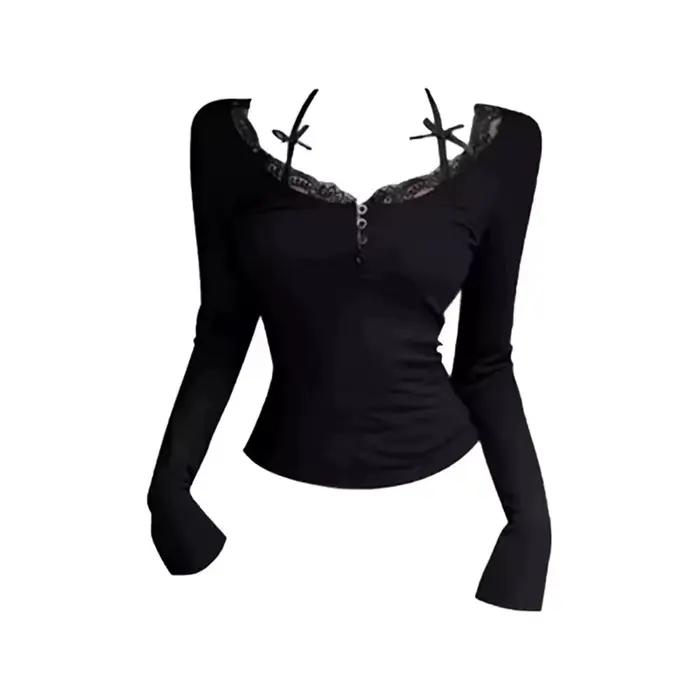 T-Shirt noir Y2K pour femmes