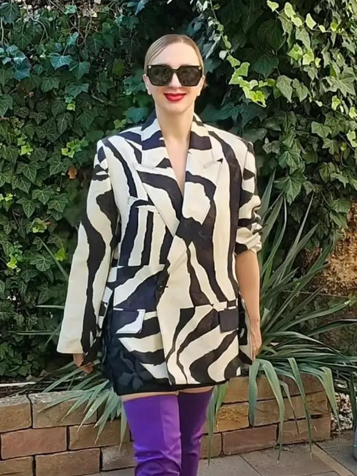 Blazer Chic à rayures zébrées pour femmes