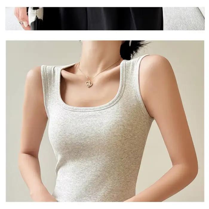 Débardeur à col en U avec soutien-gorge intégré pour femme