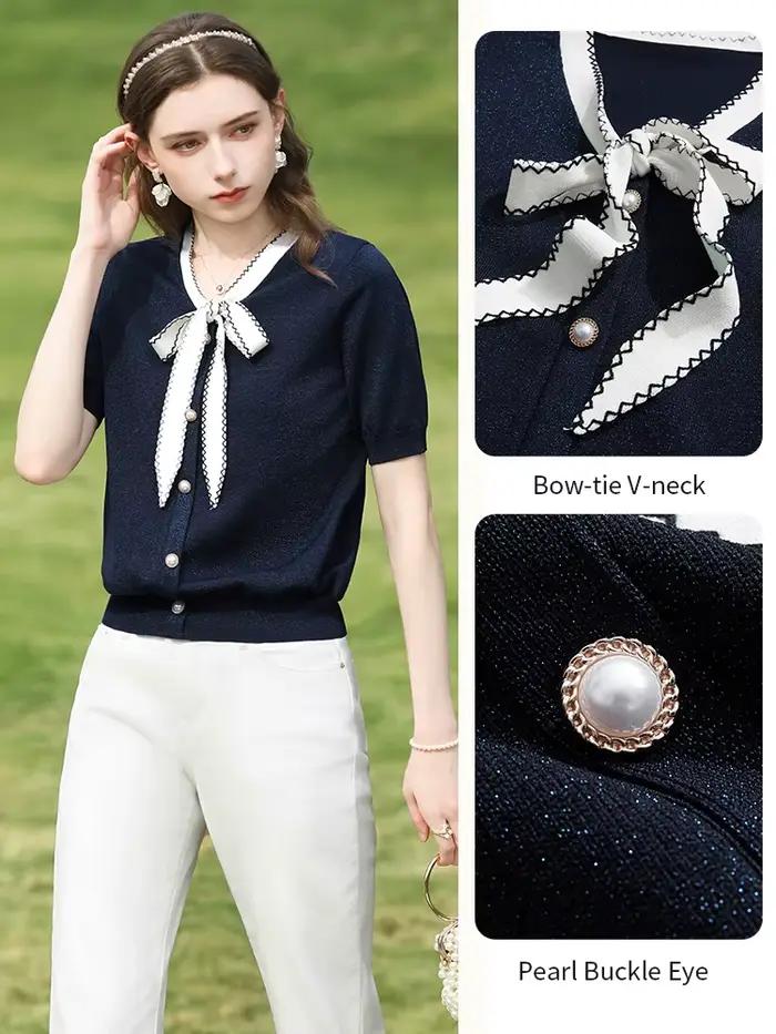 I BELIEVE YOU Haut en tricot bleu marine Été 2026