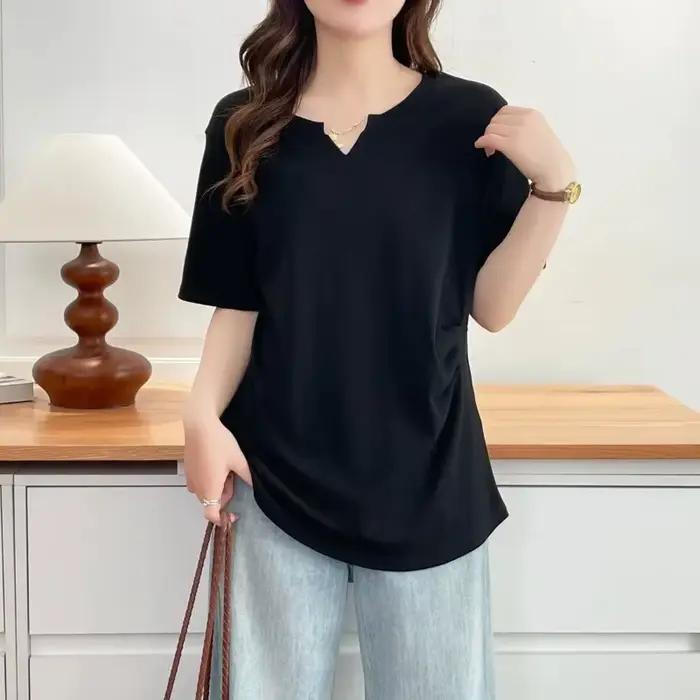 T-shirt femme à col en V