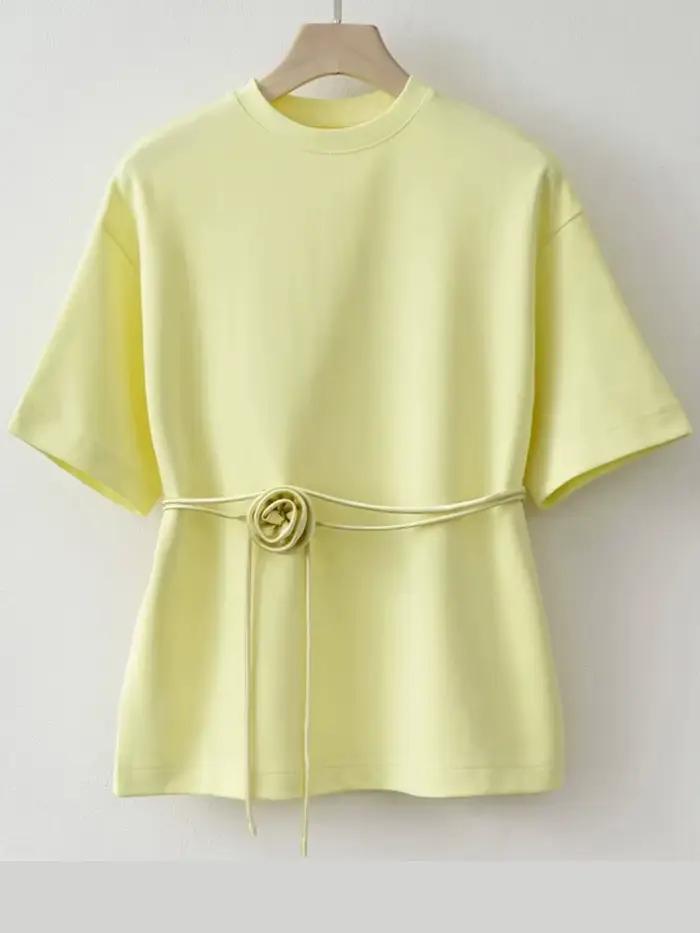 T-shirt Reachshore aux fleurs jaunes et blanches décontracté pour femmes occasions estivales et spéciales