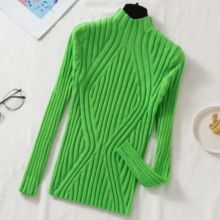 Pull en maille acrylique et coton col roulé mi-haut pour femme style Y2K chic et décontracté automne-hiver ocassions spéciales