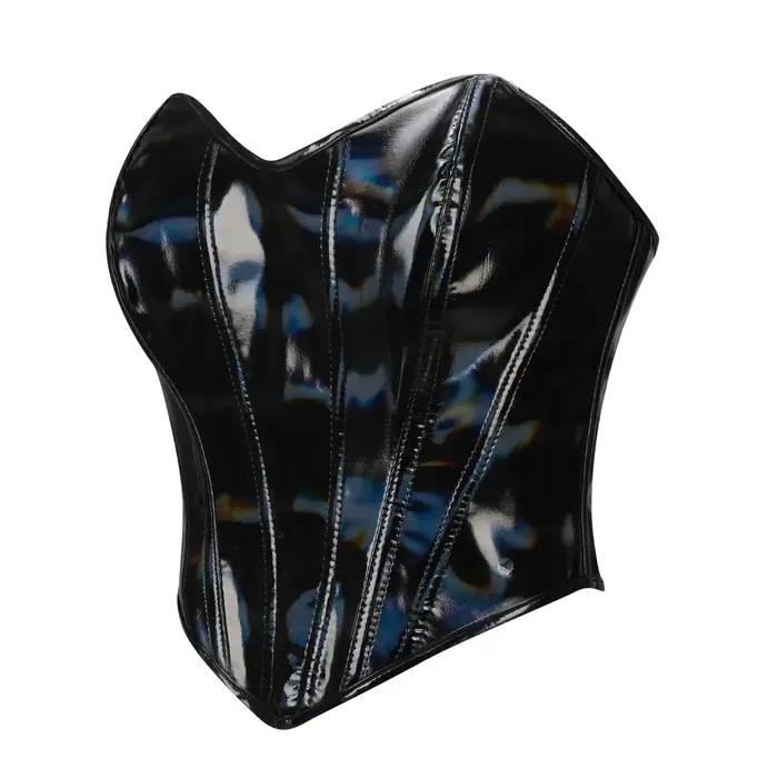 Corset gothique en cuir PU brillant pour femme