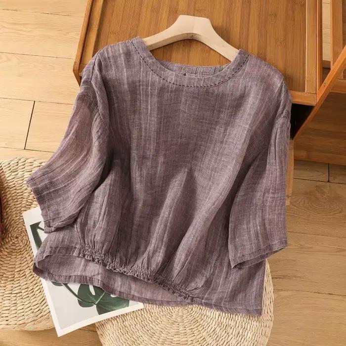Chemisier vintage en lin pour femme