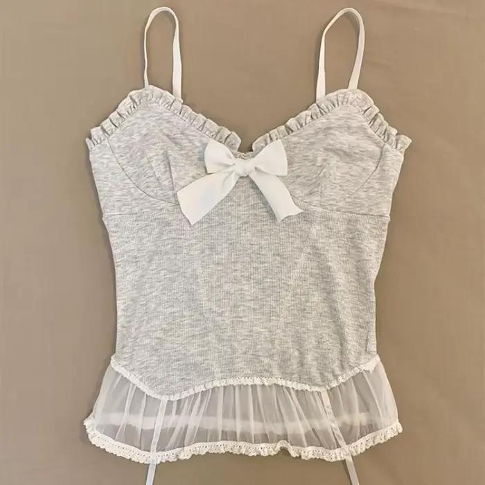 Kawaii débardeur femmes blanc dentelle Camisole Sexy Chic
