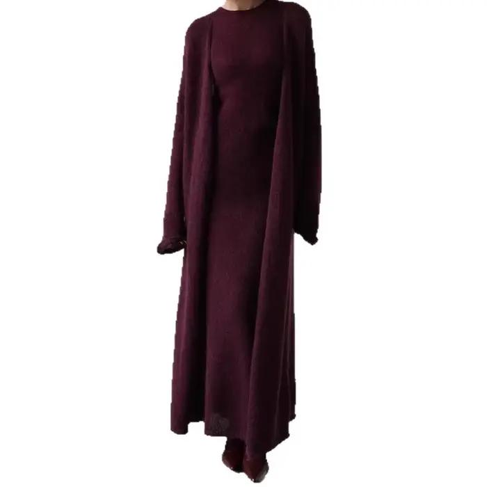 Ensemble de robe Cardigan tricoté sans manches