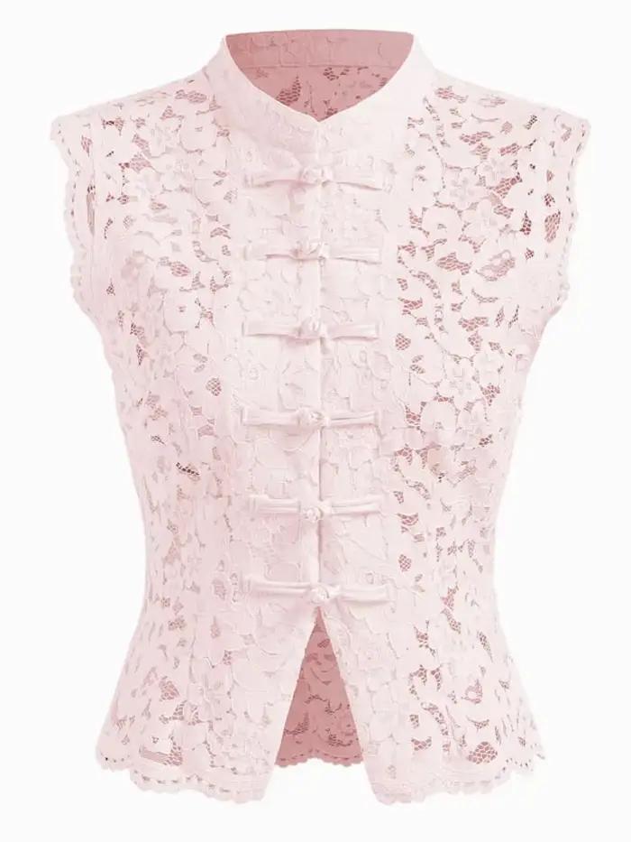Chemisiers en dentelle pour femmes 2026 – Nouveauté été-automne – Blouse sans manches élégante pour le bureau – Haut de travail chic – Blusas Mujer De Moda