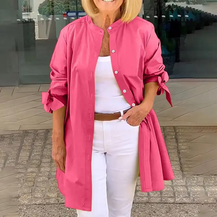 Chemise à manches longues pour femmes élégante et décontractée, polyester et élasthanne, multiple couleurs et tailles, idéale pour les occasions spéciales et la vie quotidienne