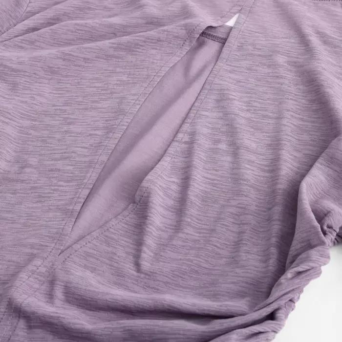DRUR élégant mince dessus de Yoga pour les femmes avec dos ouvert froncé côté danse Ballet chemise décontracté à manches longues haut pour les voyages de rue