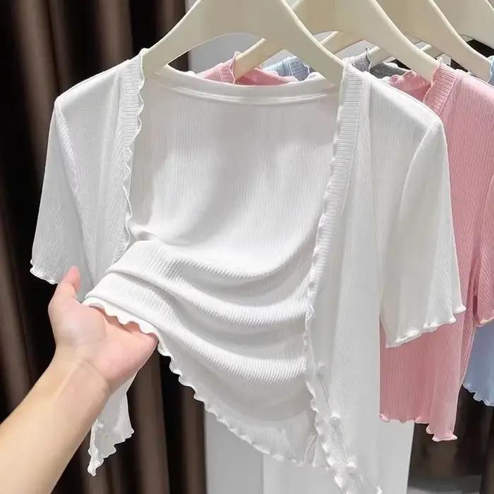 Cardigan ouvert à manches courtes pour femmes