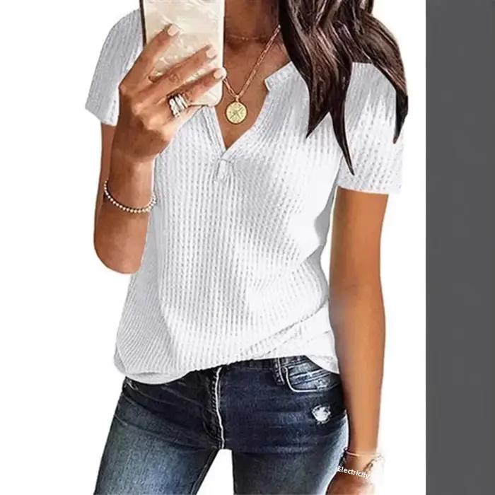 T-shirt manches courtes col en v pour femme