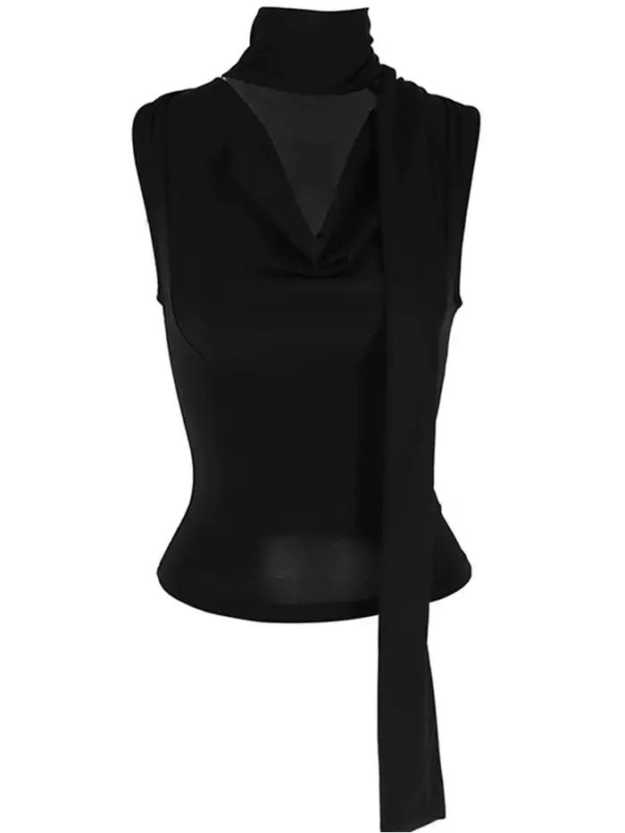 Haut bandage Reachshore pour femme, streetwear élégant, drap fin polyester, élasthanne, rubans, décontracté, occassions spéciales été