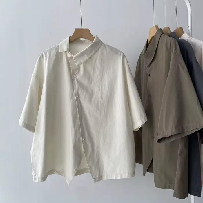 Chemisier vintage uni pour femme 2026, Faldas Mujer De Moda, hauts oversize d'été, chemises et chemisiers irréguliers à simple boutonnage, tendance